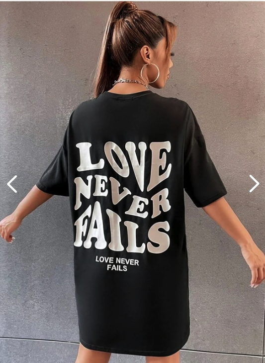 My Blog Black Slogan Printed T-shirt Dress ELB-369