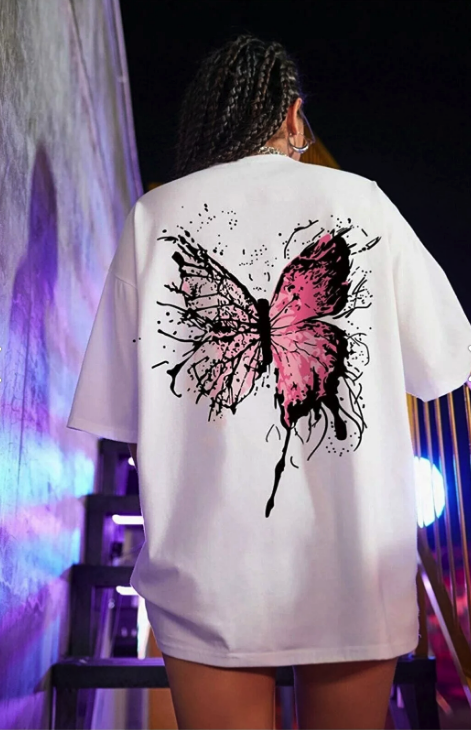 VELLOCE ممشط كبير الحجم بطبعة الفراشة البيضاء BUTTERFLY-VELLOCE