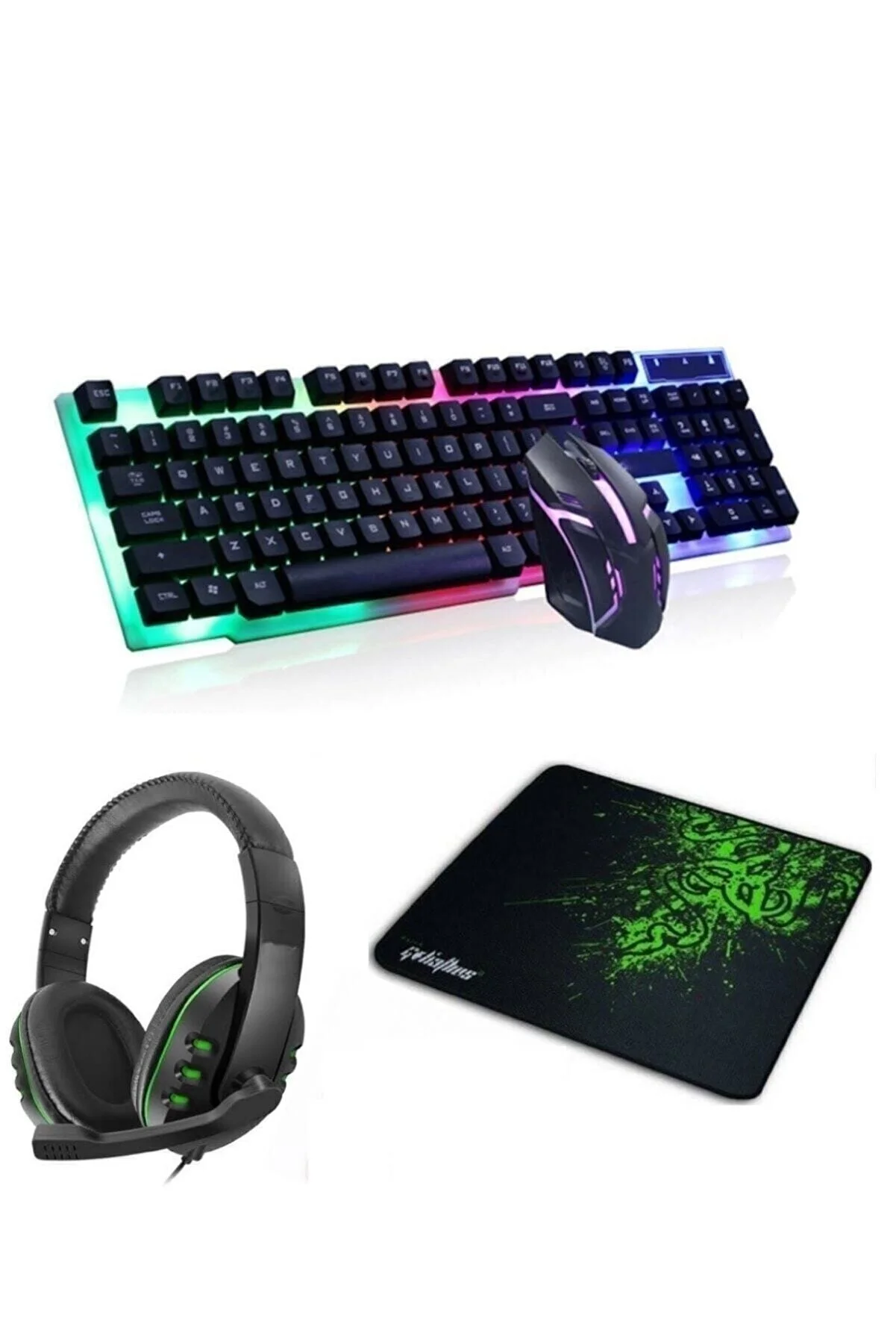 Introducing the YK Design 4-in-1 RGB Keyboard Mouse Razer Pad Headset Esports Gaming Combo Set.
