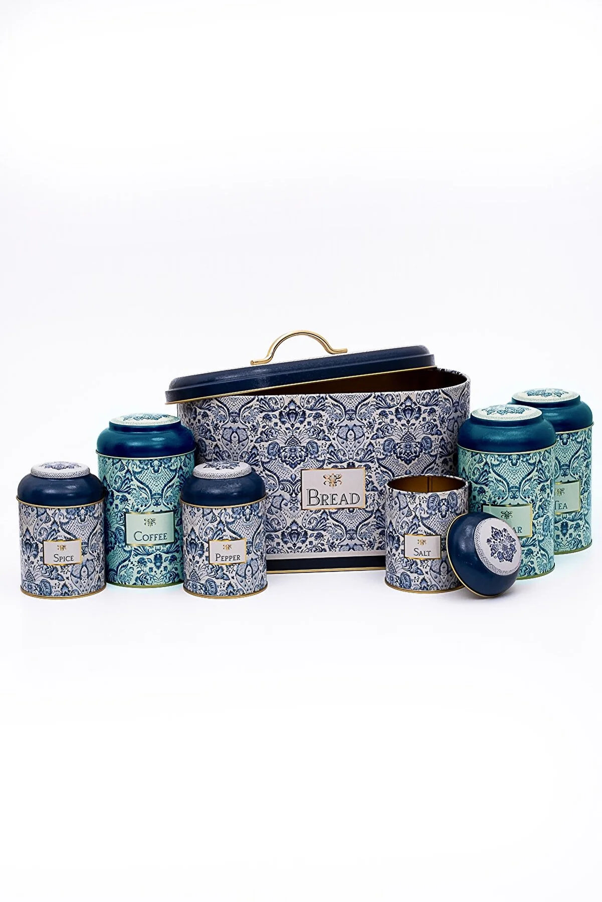 Stylish and Versatile Evle Azulejos Oval Bread Box Set, 7-Piece