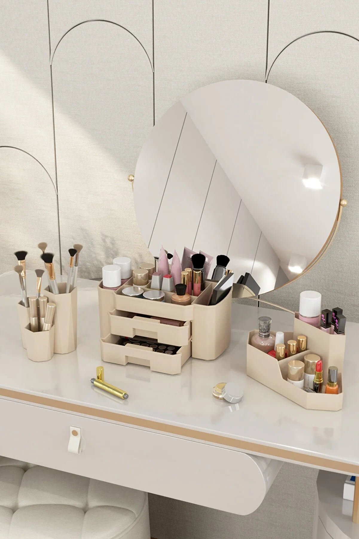 DOVİ HOME Makeup Organizer and Cosmetic Storage Box 3-Piece Set