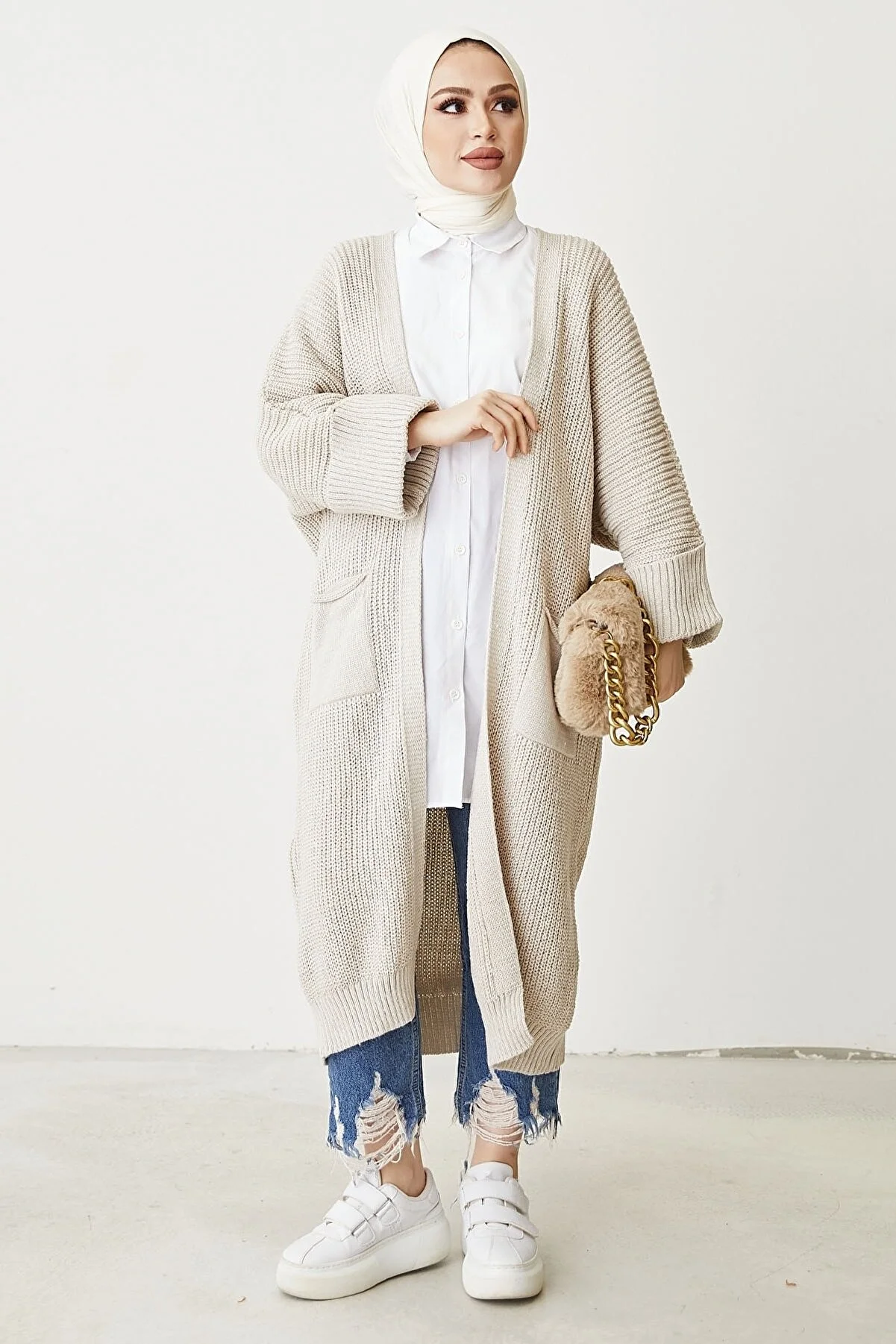 Chic Comfort Farah's Loose-Fit Knit Cardigan - MS00MB0391  sizes 38-46