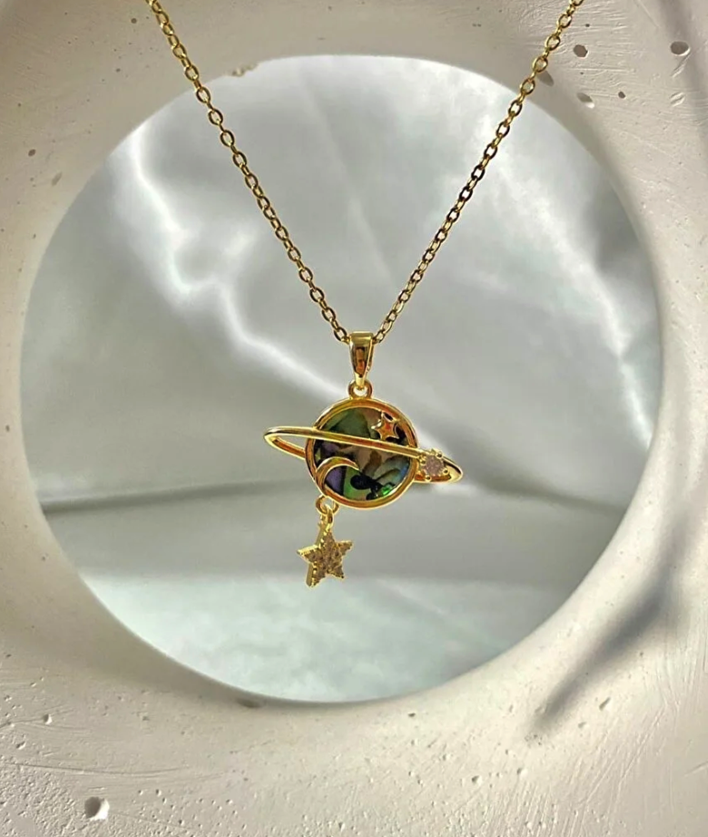 Dream Jewelry 316l Stainless Steel Stone Detailed Starry Planet Necklace